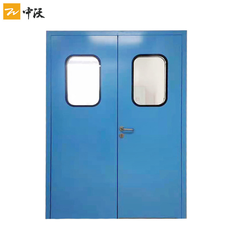 Bule Color Powder Coated FD30 Fire Door/ Fire Resistant Steel Doors With Round Glass