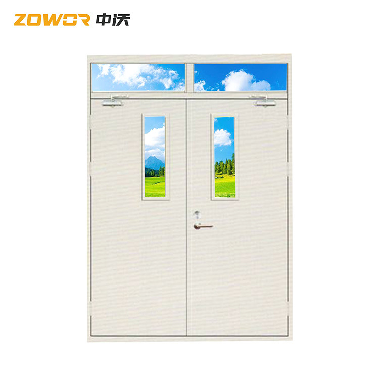 Grey Color Single Hinged Steel Fire Exit Doors/Kraftpaper Infilling/45mm Door Leaf/1.0mm Gal. Steel