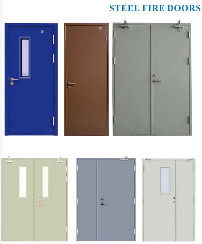 Double Swing Right Open Galvanized Steel Fire Rated Door In Kochi/ High Decoration