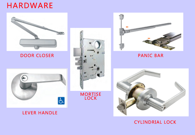 BS Certified 54 mm FD60 Powder Coated Galvanized Steel Fire Door With High Quality Hardware