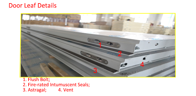 Frosted Red Color UL Listed Steel Fire Safety Door/ Galvanized Steel Material 0