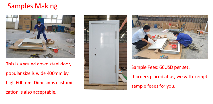 Double Leaf Flush Panel Blue Painted Steel FD60 Fire Door / Max. Size 2100 x 2300 mm 1