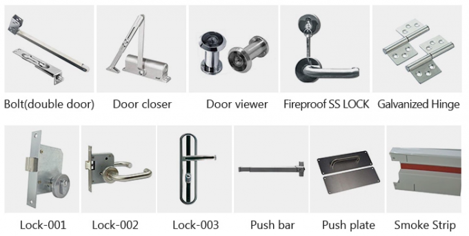 6 Panels White Painted Swing Fireproof Metal Doors 1