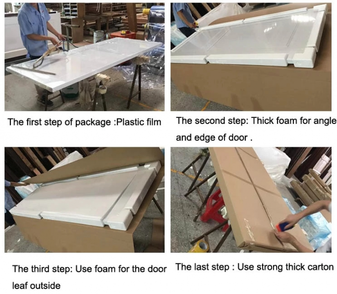 6 Panels White Painted Swing Fireproof Metal Doors 2