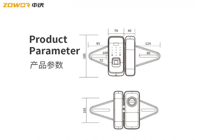 Zinc Alloy 0.1s Bluetooth 180mA Keyless Deadbolt Door Lock 0