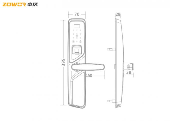 Zinc Alloy L440mm Zigbee Card Fingerprint Door Lock 0