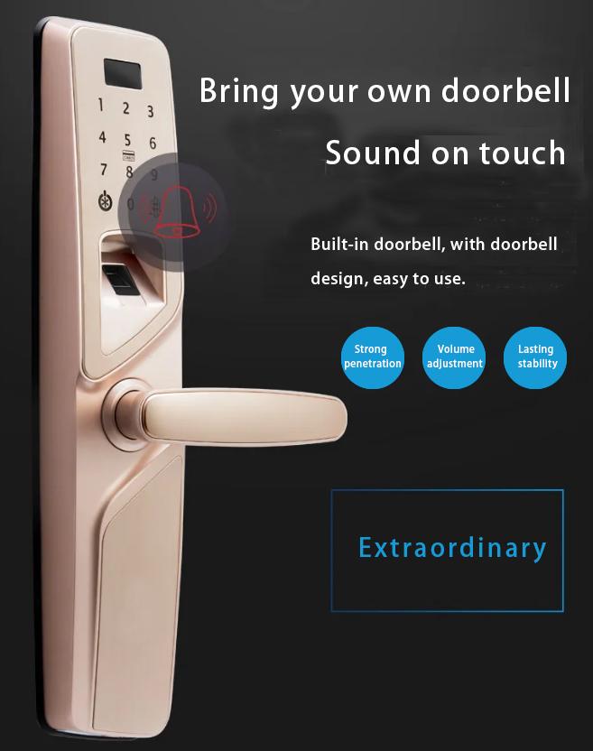 Zinc Alloy L440mm Zigbee Card Fingerprint Door Lock 1