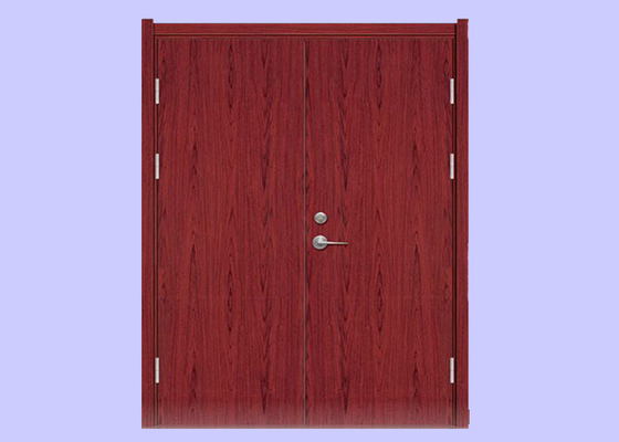 30/60 mins 40/50/55 mm Right Hand Red Single Swing Wood Grain Fire Door With Steel Frame