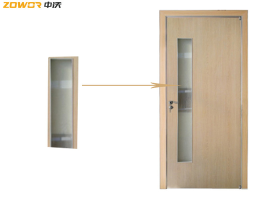 Vertical Glass 40mm Thick HPL Finish Plain Wooden Door