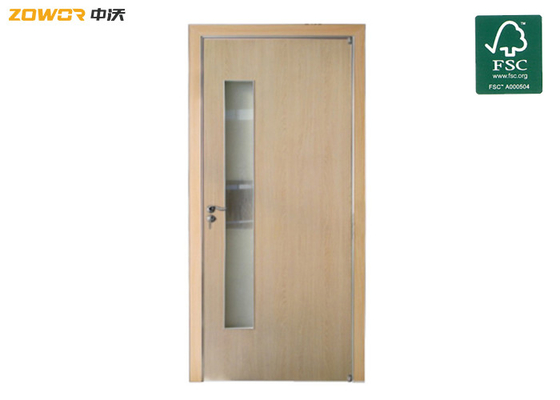 Vertical Glass 40mm Thick HPL Finish Plain Wooden Door