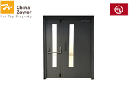 Double Swing Metal Fire Safety Door With Vision Panel/ Red Color/ Powder Coated Finish