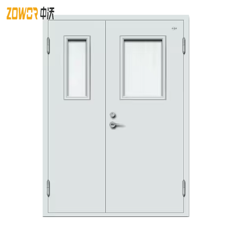 UL 3-hour Fire-rated Steel Double-door Finished Industrial Metal Entrance Door, Used for Workshop Fire protection