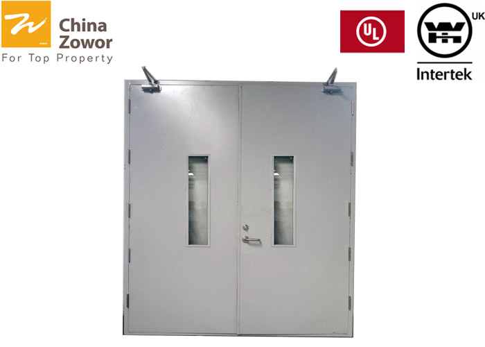 White Grey 2100 X 2400 Mm Steel Fire Safety Door With Glass