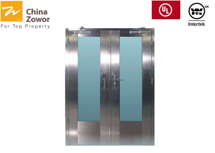 1 5 Hours 55 Mm Stainless Steel Fire Rated Glass Doors For Hospital Opening Force 66 N