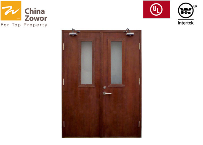 Bs Certified Fireproof Wooden Doors With Vision Panel Melamine Finish China Fir Skeleton