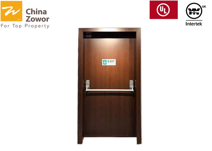 Mahogany Fire Rated Wooden Doors With Panic Bar For Emergency Escape Veneer Finish Ral Colors Max 4 X 8
