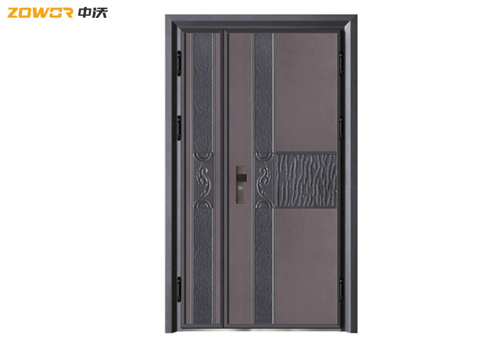 Luxury House Wrought Iron Entry Doors With Tempered Glass Window