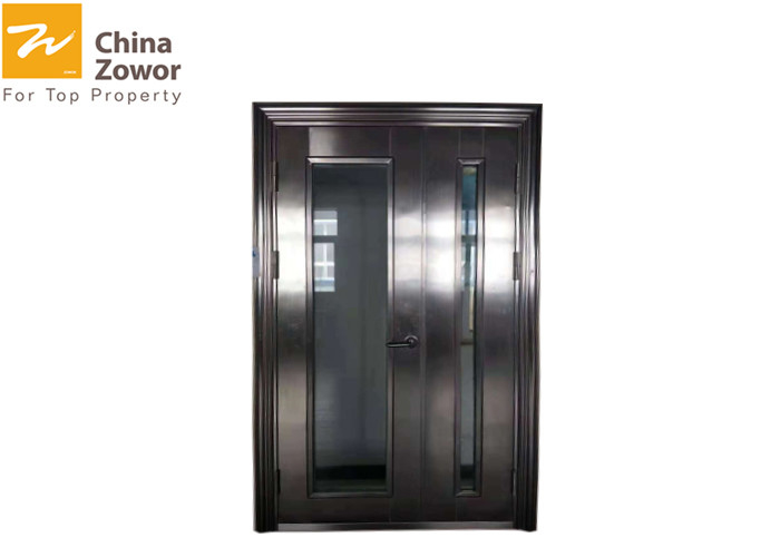 Customized 1/1.5 Hours Uequal Leaf Stainless Steel Fire Rated Doors With Spy Glass