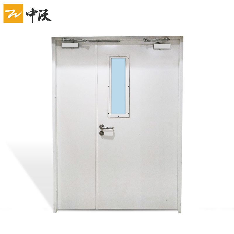 Dark Gray Color Unequal Leaf Modern Fire Rated Doors With Vertical Glass 45mm Thick